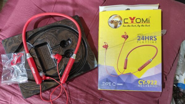 Cyomi CY-922 super Bass Bluetooth neckband headphone made in India type C without cable and charger DCTIWEB.IN - Image 3